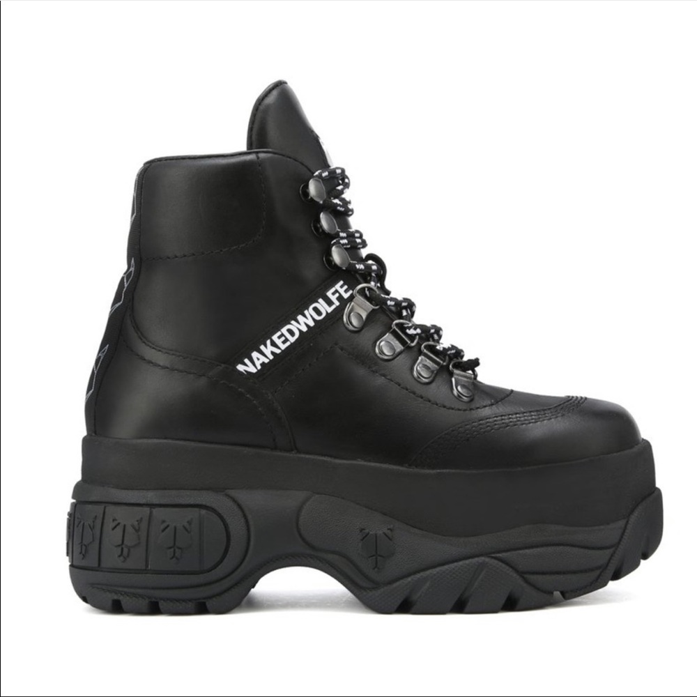 NAKED WOLFE WICKED BOOTS BLACK  LEATHER 36EU/6US